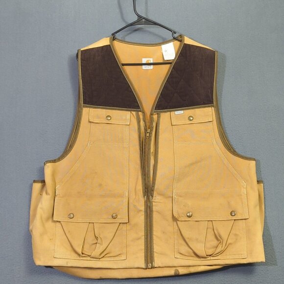 Carhartt VTG Vest Men's XL Brown Hunting Game Bag Canvas Shooting Union Made USA - Picture 2 of 16